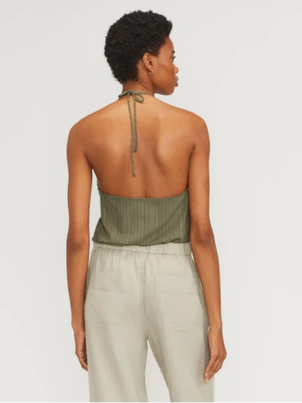 2 X Everlane Rib Soft Knit Halter Tops – Caramel & Kalamata - Picture 4 of 13